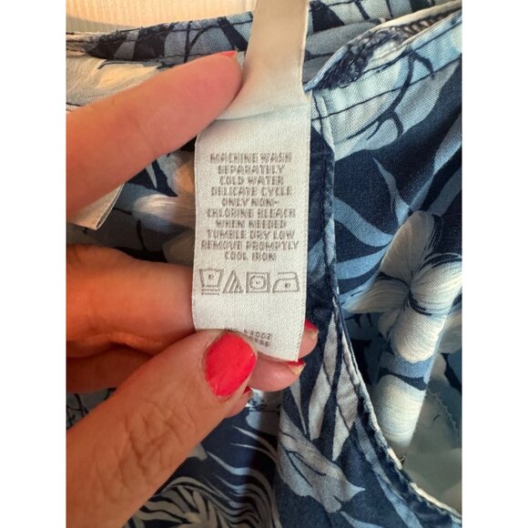 Liz Claiborne Blue Floral Print Tencel A-Line Skirf 16 With Pocket Beach Travel - Picture 6 of 9